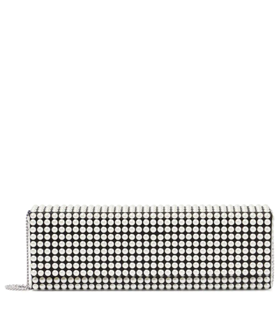 Amina Muaddi Amini Paloma Embellished Clutch In White