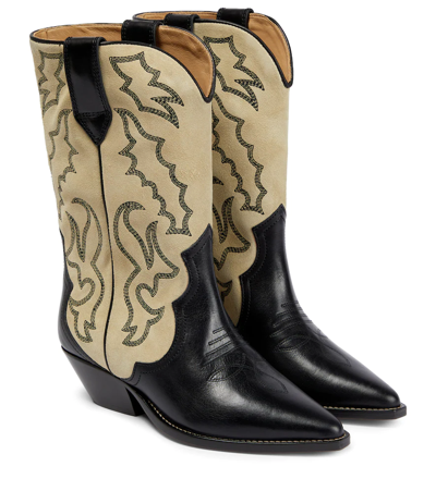 Isabel Marant Duerto Leather Cowboy Boots In Black/ecru