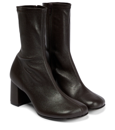 Dries Van Noten Leather Ankle Boots In Dark Brown