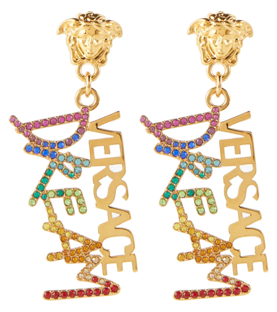 Versace Dream Logo Earrings In Gold