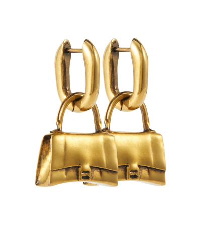 Balenciaga Bag Earrings In Antique Gold