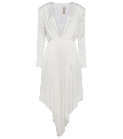 Alexandre Vauthier Asymmetric Satin Midi Dress In Off White