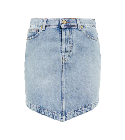 Alexandre Vauthier Denim Miniskirt In Indigo Wash/crystal