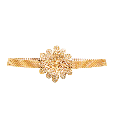 Alessandra Rich Chain Belt With Daisy Embellishment In Gold