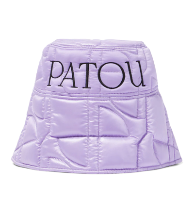 Patou Logo Quilted Satin Bucket Hat In Purple
