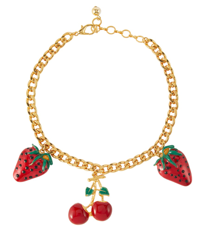 Alessandra Rich Gold-tone And Enamel Necklace In Multicolor
