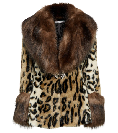 Alessandra Rich Leopard-print Faux-fur Jacket In Beige