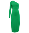 Victoria Beckham Vb Body One-shoulder Back-slit Jersey Midi Dress In Green
