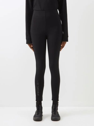 Moncler Logo-embellished High-waist Leggings In Black