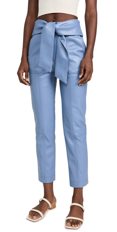 Jonathan Simkhai Tessa Cropped Vegan Leather Tie-waist Pants In Thistle