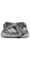 Loeffler Randall Rayne Small Pleated Bow Frame Clutch In Dark Silver