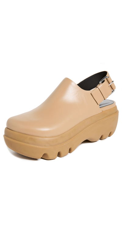 Proenza Schouler Storm Leather Lug-sole Slingback Clogs In Light