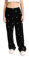 R13 Embroidered Cotton-corduroy Wide-leg Pants In Black W/ Logo