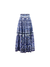 Dolce & Gabbana Maiolica Tiered Printed Cotton-poplin Maxi Skirt In Tris Maioliche