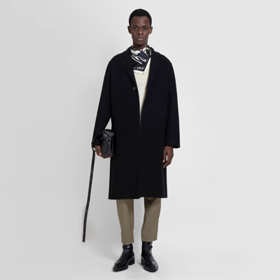 Jil Sander Double Wool Felted Coat In Black