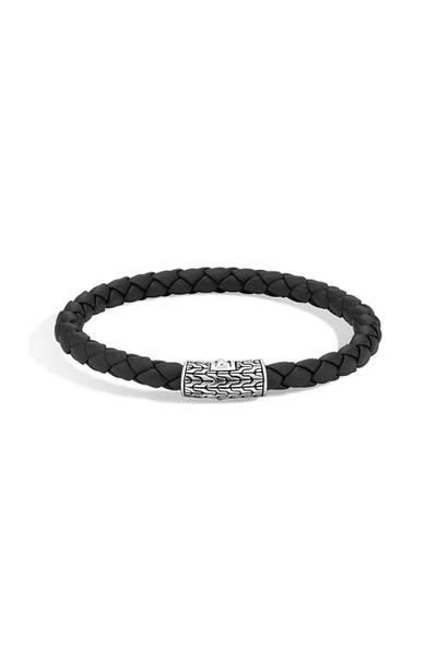 John Hardy 'classic Chain' Woven Sterling Silver Leather Cord Bracelet In Black
