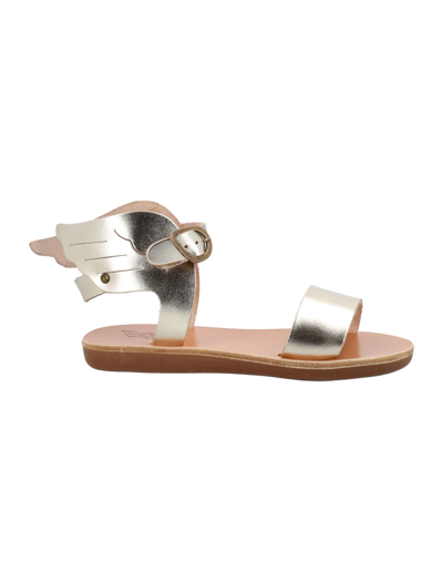 Ancient Greek Sandals Kids' Little Ikaria Soft Leather Sandals In Platinum