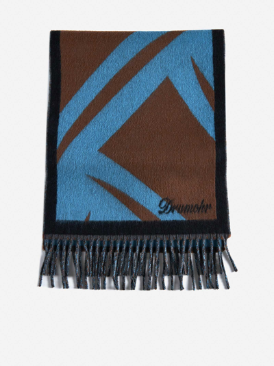 Drumohr Striped Block-print Wool Scarf In Fantasia