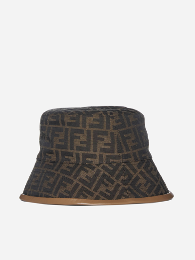 Fendi Brand-pattern Curved-brim Coated-canvas Bucket Hat In Brown