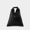 Mm6 Maison Margiela Black Faux-leather Medium Triangle Tote In Black