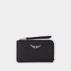 Zadig & Voltaire Zv Card Grained Black Leather In Black
