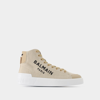 Balmain B Court High Top-canvas & Logo In White Cotton In White