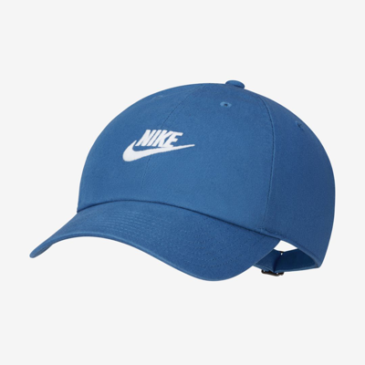 Nike Sportswear Heritage86 Futura Washed Hat In Dark Marina Blue