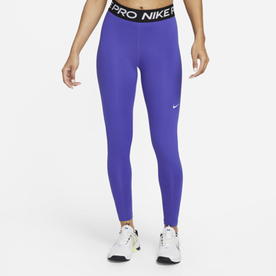 Nike Women's  Pro Mid-rise Mesh-paneled Leggings In Blue