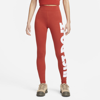 Nike Women's  Sportswear Essential High-waisted Graphic Leggings In Red