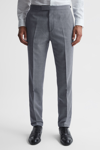 REISS BLUE HUSTLE MICRO PUPPYTOOTH SLIM FIT TROUSERS