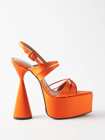 D’accori Belle 150 Satin Platform Sandals In Mandarin Orange