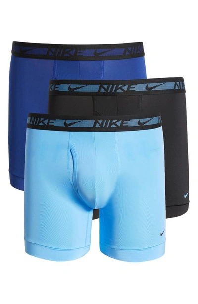 Nike 3-pack Dri-fit Ultra Stretch Micro Boxer Briefs In Uni Blue/deep R