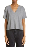 Loulou Studio Faaa V-neck Cotton T-shirt In Grey Melange