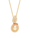 TARA PEARLS WOMEN'S 14K YELLOW GOLD, 10-11MM ROUND SOUTH SEA CULTURED PEARL & 0.13 TCW DIAMOND NECKLACE/18"