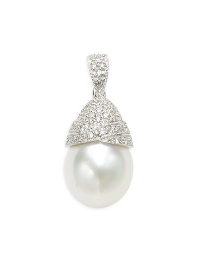 Tara Pearls Women's 18k White Gold, 12-13mm South Sea Pearl & Diamond Pendant