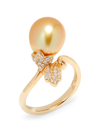 TARA PEARLS WOMEN'S 18K YELLOW GOLD, DIAMOND & 10MM-11MM GOLDEN SOUTH SEA PEARL RING