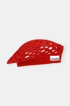 Ganni Logo-patch Recycled-wool And Recycled-polyamide Blend Crochet Beret In Fiery Red