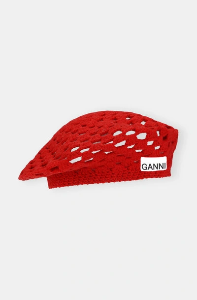 GANNI CROCHET WOOL BERET