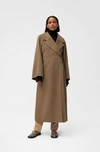 Ganni Recycled Wool-blend Coat In Petrified Oak
