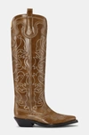 GANNI KNEE-HIGH EMBROIDERED WESTERN BOOTS