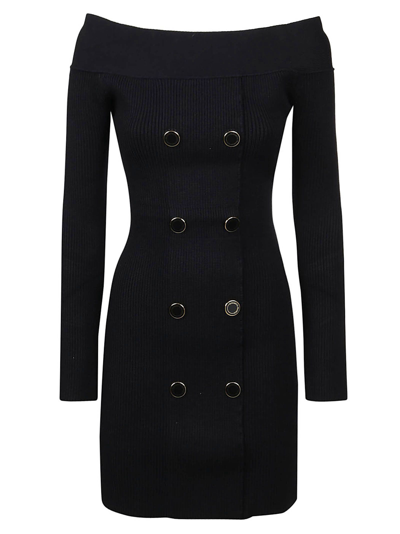 Elisabetta Franchi Robe Manteau With Bandeau Neckline In Black