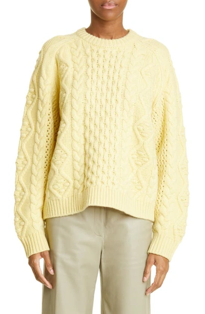 Loulou Studio Secas Oversized Cable-knit Wool And Cashmere-blend Jumper In Pastel Yellow