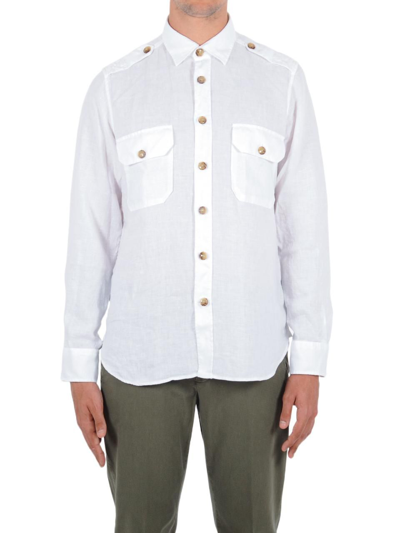 Guglielminotti Camicia Military Shirt In Bianco