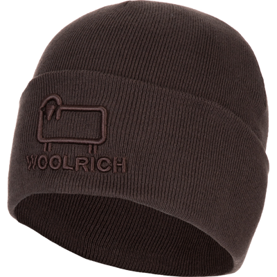 Woolrich Logo Embroidered Knitted Beanie In Brown
