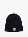 Moncler Logo-patch Ribbed-knit Beanie In Blue