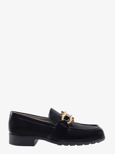 Bottega Veneta Black Loafers With Rounded Toe And Gold Hardware