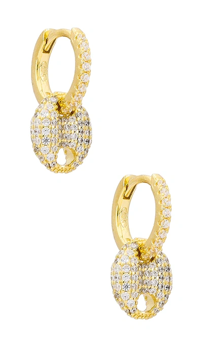 Adinas Jewels Pave Mariner Drop Huggie Earring In Gold
