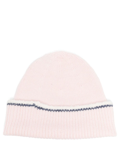 Barrie Ribbed Cashmere Beanie In Rosa