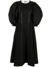 Rejina Pyo Black Etta Puff Sleeve Open-back Midi Dress In Schwarz