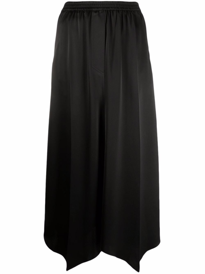Nanushka Finja Handkerchief-hem Satin Midi Skirt In Black